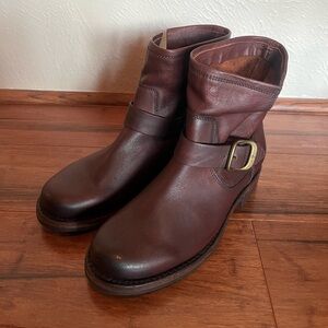 Frye Victoria Booties in Redwood Leather